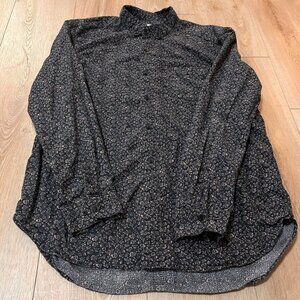 URBAN OUTFITTERS FLORAL BLACK L/S SHIRT